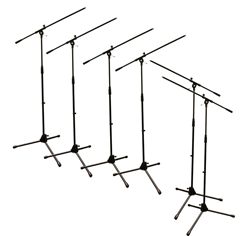 Set of 6 Adjustable Mic Stands with Boom Arm and Tripod Base