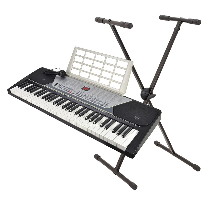 61 Key Electronic Keyboard with Microphone and Stand - Keyboards and Piano